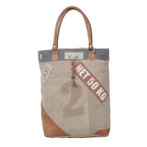 Myra Bag Handmade Quirky Tote Bag Upcycled Canvas & Cowhide Leather
